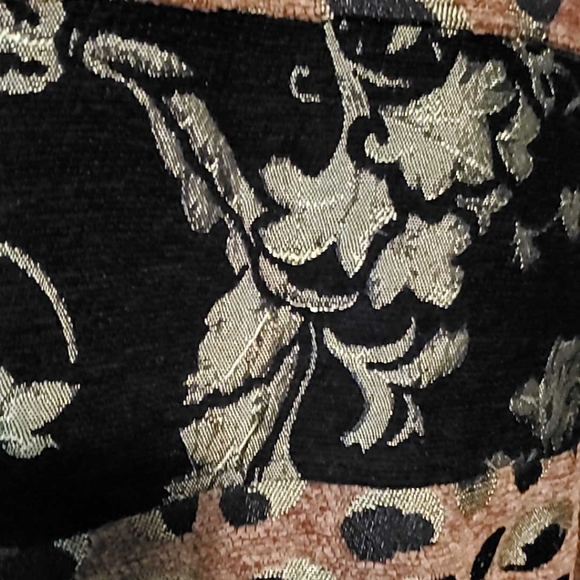 YAK MAGIK Open Front Tapestry Jacket Blazer Gold Black Floral Geometric Sequins - Picture 7 of 11